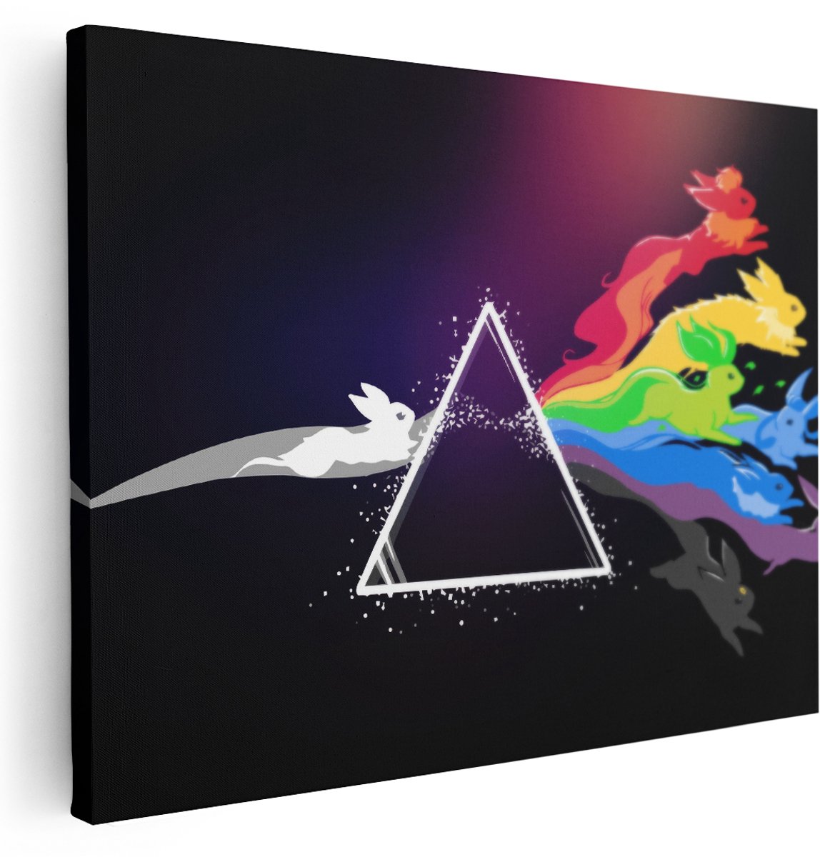 Artaza Canvas Schilderij Pokemon Prisma - 160x120 cm - Groot - Wanddecoratie Eevee - Muurdecoratie Regenboog - Schilderijen Op Canvas Abstract