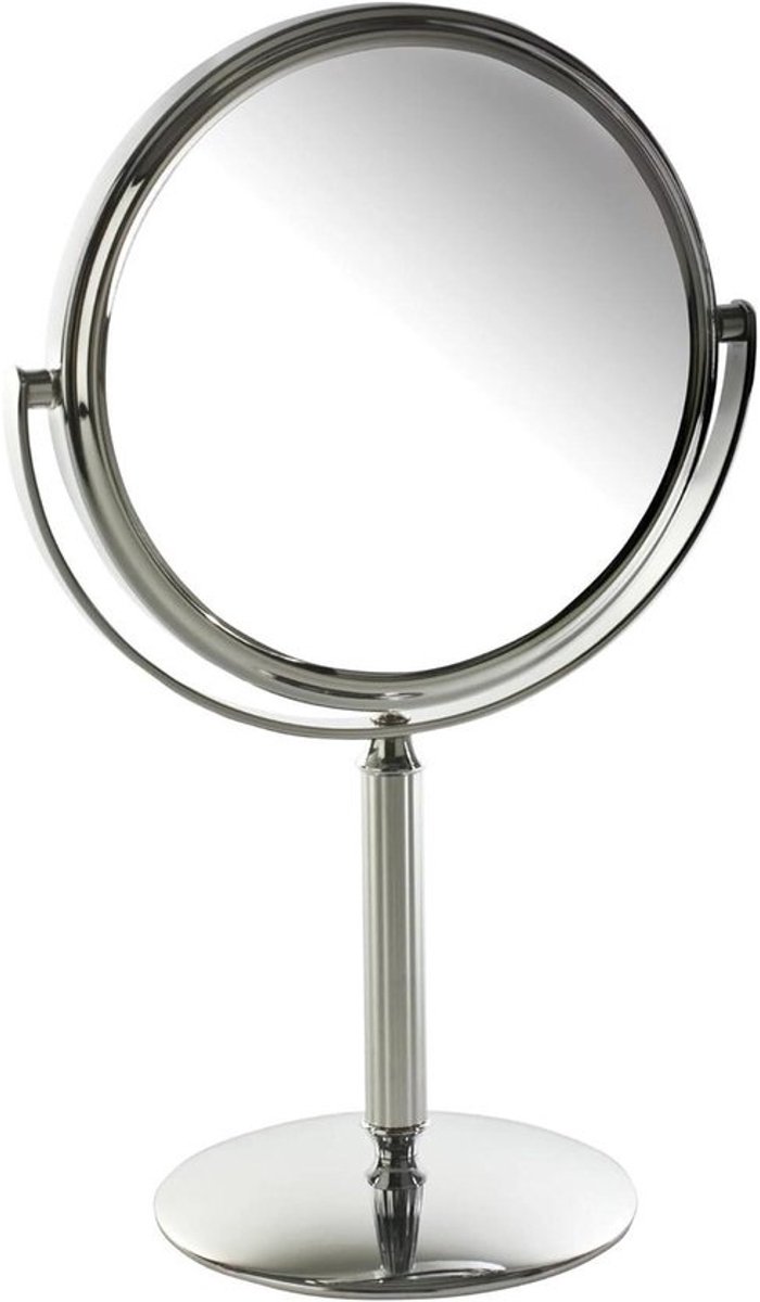 Dubbelzijdige Make-up Spiegel - Cosmeticaspiegel Tafelspiegel - Make-up Aanbrengen - 5x Vergroting - 5.5 Inch Diameter - Chroom