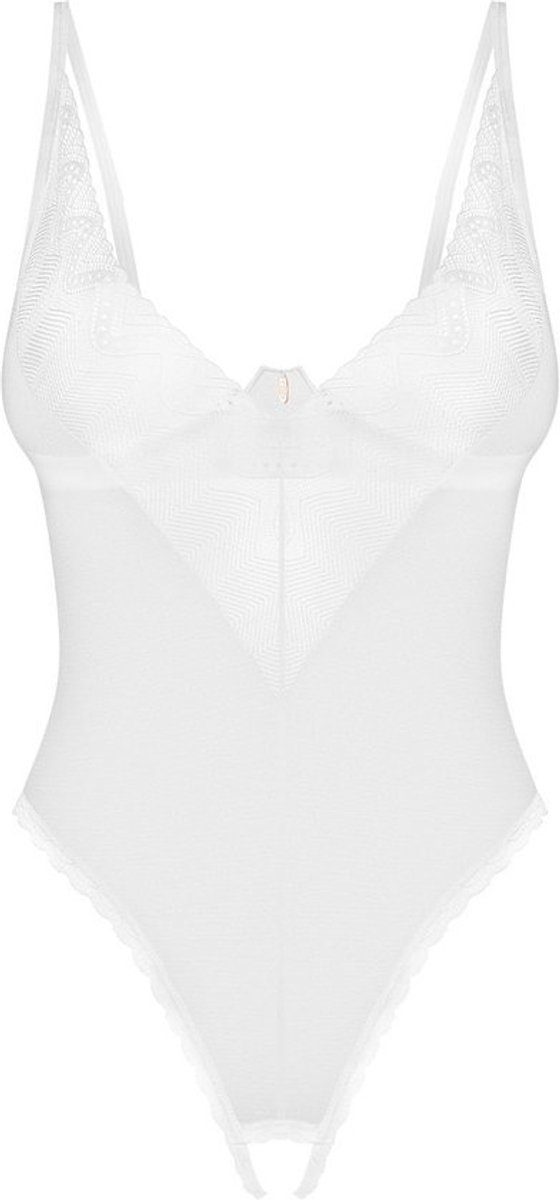 Verleidelijke 2-delige dameslingerieset met ouvert body en satijnen blinddoek - Made in EU