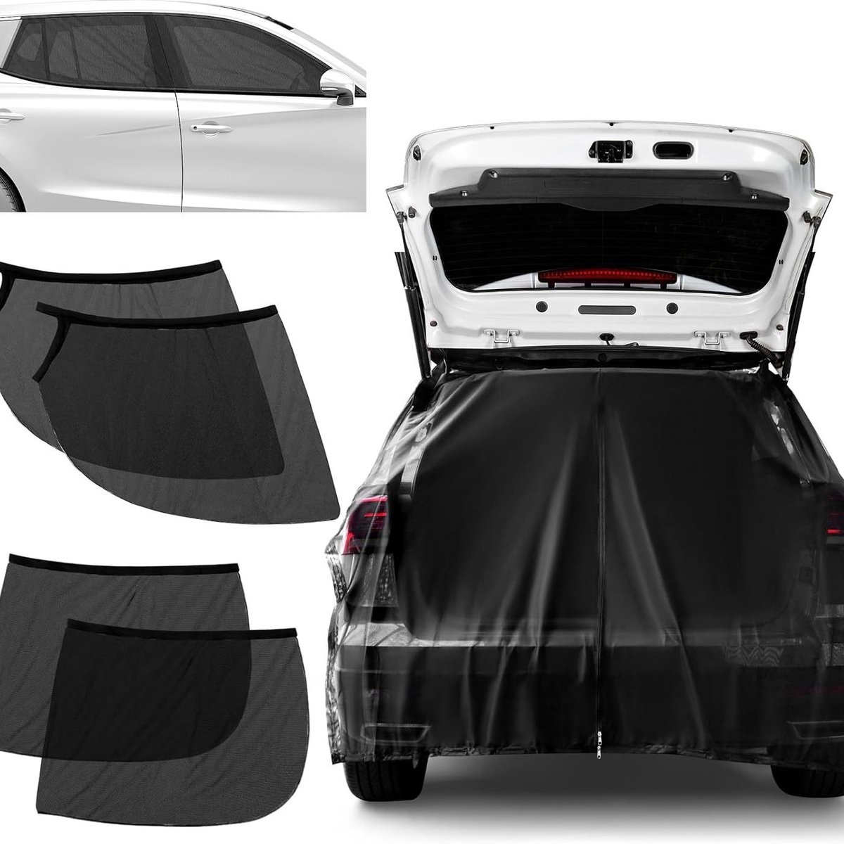 Auto Achterklep Hor 5-delige Set - Muggenbescherming en Ventilatie XL