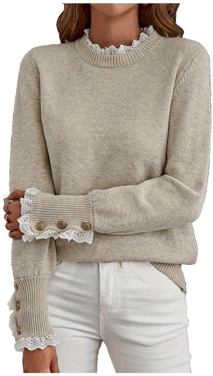 Currero Sweater Dames Sweaters Sweatshirt Hoodie Warme Trui Pullover Jumper Crewneck Vest Beige
