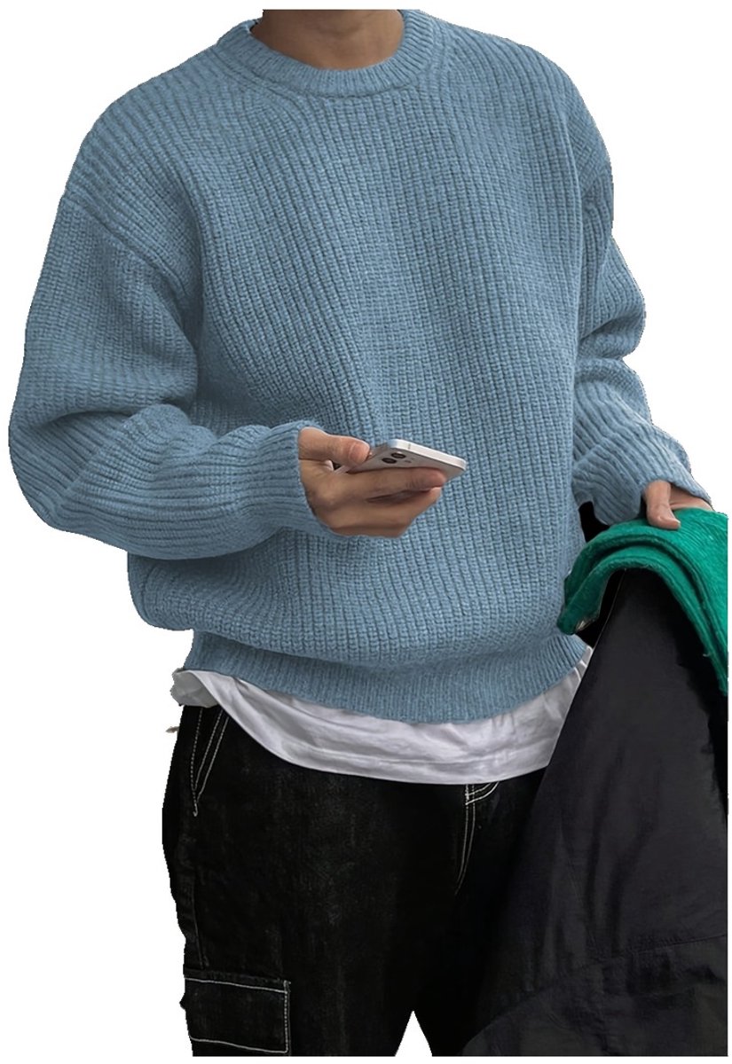 Currero Sweater Heren Sweaters Sweatshirt Hoodie Warme Trui Pullover Jumper Crewneck Vest Hemelsblauw