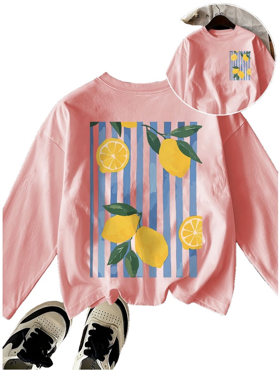 Currero Longsleeve Dames Oversized Lange Mouwen Shirt Roundneck Vrouwen Kleding T-Shirt Roze