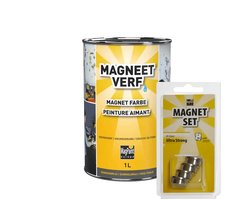 MagPaint Magneetverf Starterspakket - 1L (2m2) - Inclusief 4 super sterke 22mm Magneten (neodymium)