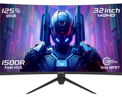 KTC H32S17 32" Gaming Monitor - Curved - QHD 2560×1440 - HVA - 180Hz - HDR10 - 1ms MPRT - Zwart