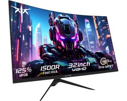 KTC H32S17 32 inch 1500R Curved Gaming Monitor 2560x1440 QHD 180Hz 16:9 ELED 99% sRGB HDR10 1ms MPRT Response Time Low-blue Compatible with FreeSync and G-SYNC USB HDMI2.0 2xDP1.4 Audio Out Flexible Adjustment with Sturdy Tripod VESA Mount Displayer