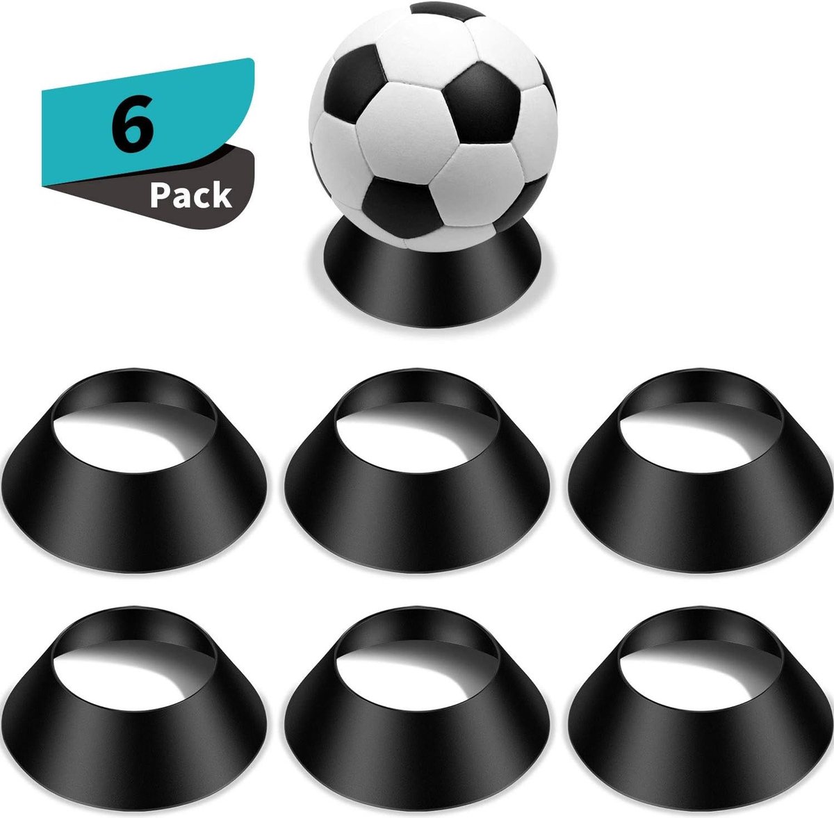 Zesdelige Ballenstandaard voor Basketbal, Voetbal en Volleybal - Zwart, Perfect voor Sportliefhebbers