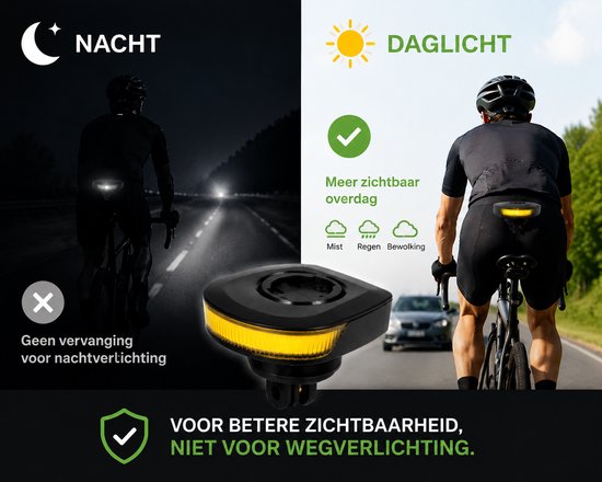 Fietslamp Daglicht USB-C Oplaadbaar - Garmin Ready & Wahoo Compatible - Fietscomputer Mount Zichtbaarheidslicht voor Wielrennen en Gravel - Zwart — afbeelding 2