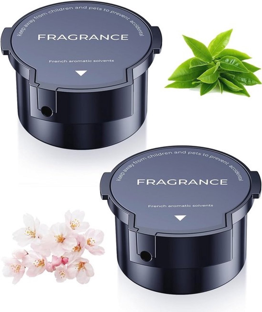 Navulling auto luchtverfrisser – 2 geuren – Zachte elegantie & kalmerende frisheid – Tot 6 maanden frisheid – Compatibel met Aroma Diffuser