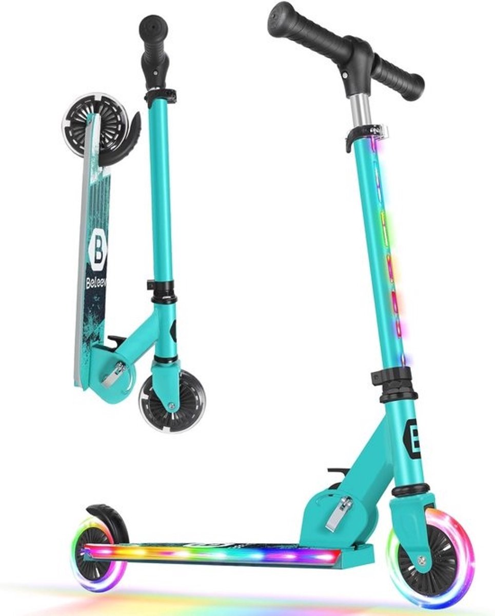Lichtgewicht Opvouwbare Kinderscooter met Lichtgevende Wielen en Verstelbare Hoogte, Antislip Dek en Stuurpen, Geschikt voor Kinderen van 3-12 Jaar