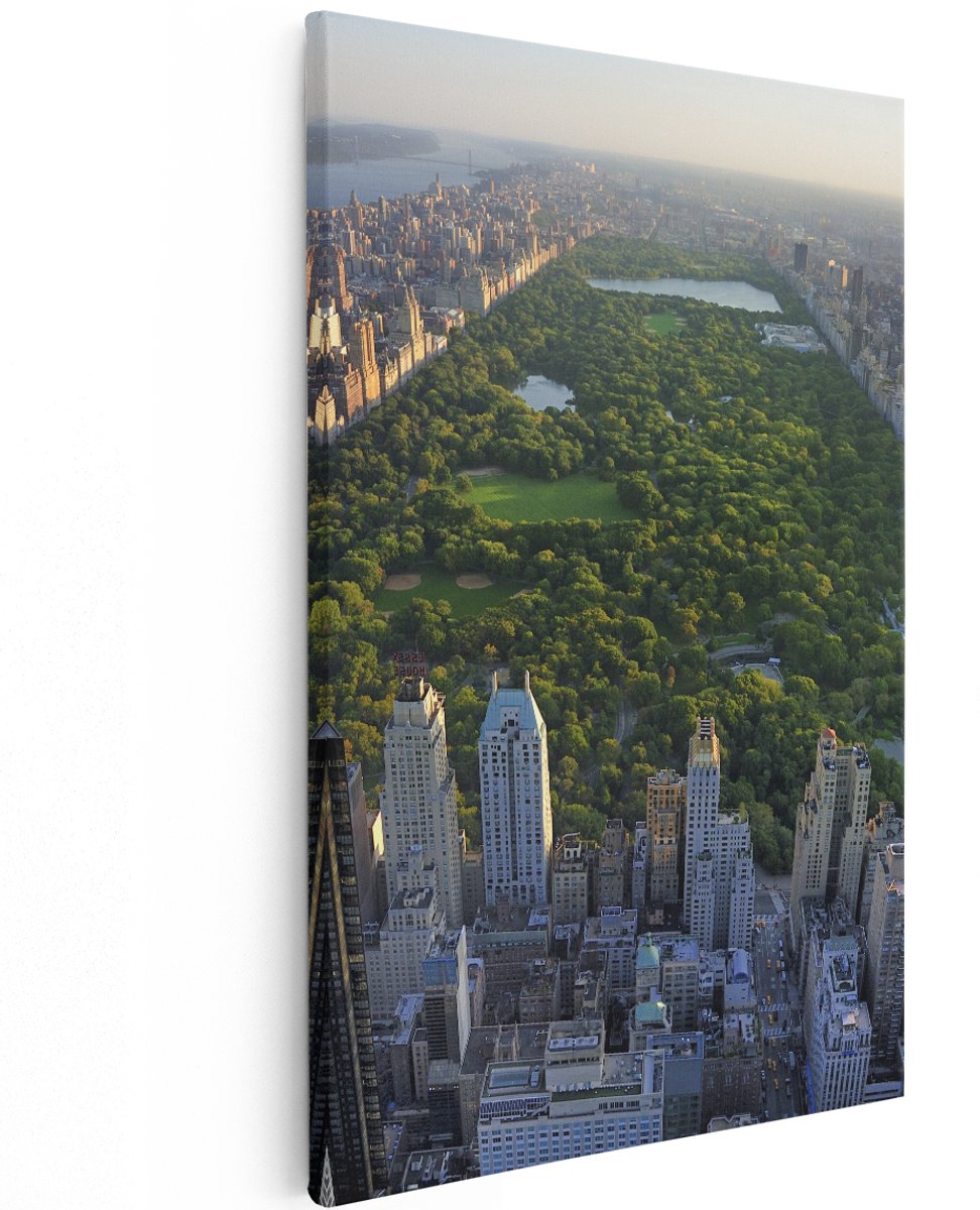 Artaza Canvas Schilderij Central Park In New York Met Wolkenkrabbers - 120x180 cm - Groot - Wanddecoratie Woonkamer - Schilderijen - Muurdecoratie