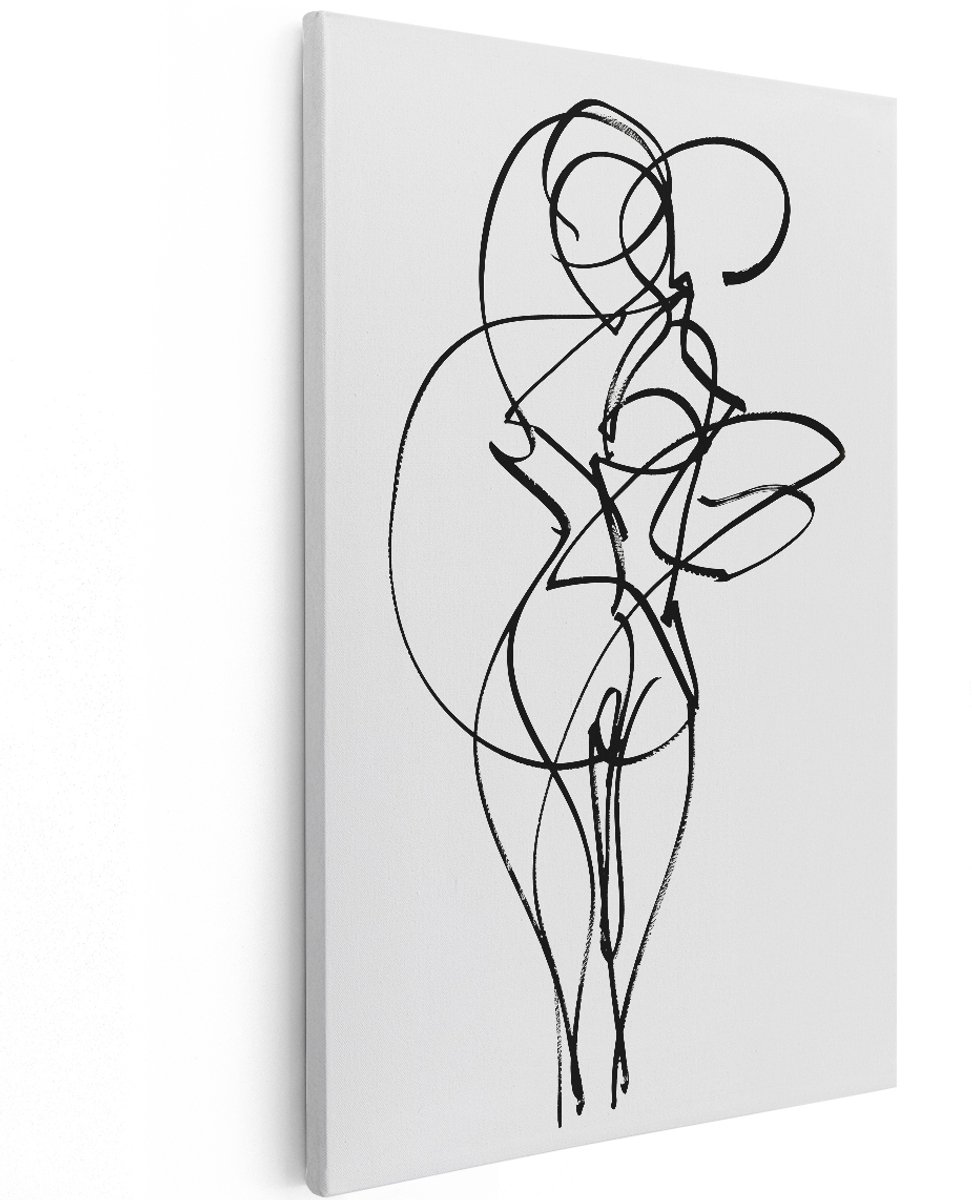 Artaza Canvas Schilderij Lijntekening van een Vrouw - 120x180 cm - Groot - Wanddecoratie Woonkamer - Schilderijen - Muurdecoratie