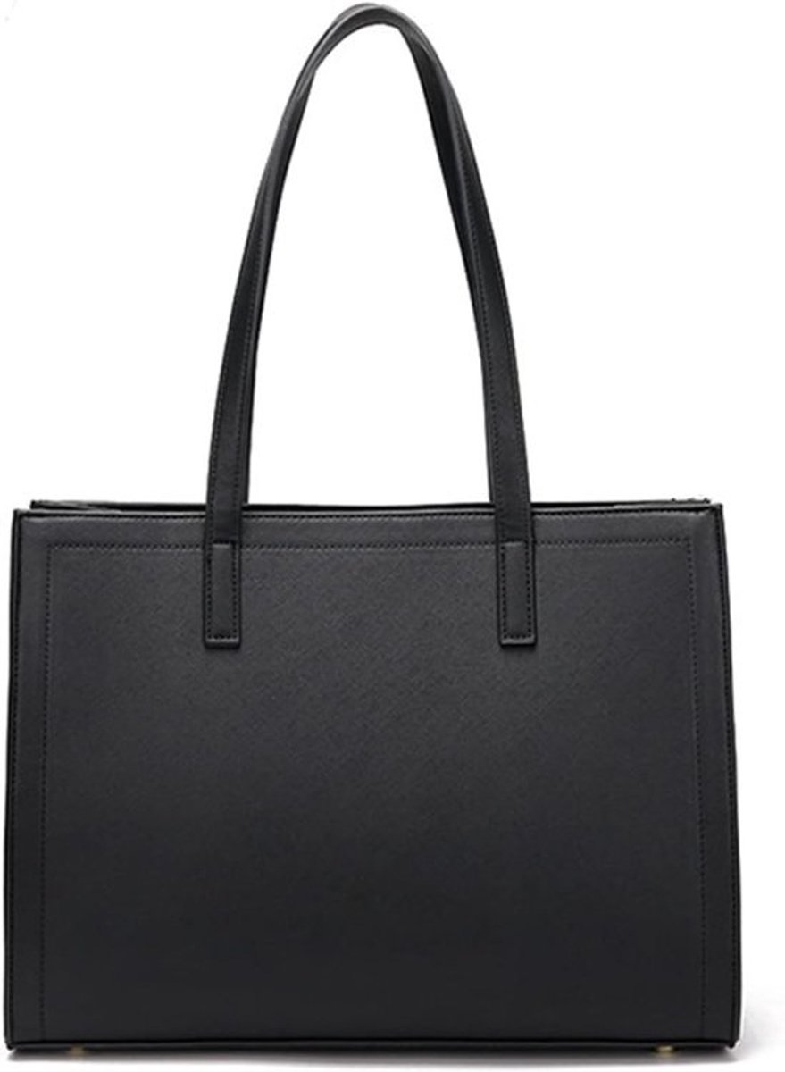 Laptoptas Dames - Schoudertas Handtas - Dagelijks Gebruik - Waterdicht PU Leer - 37 x 28 cm - Zwart