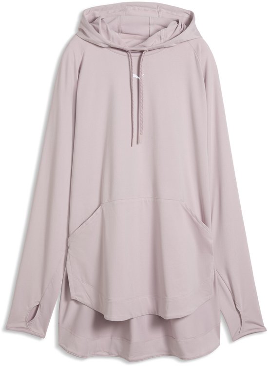 Lichtroze Puma hoodie met capuchon, kangoeroezak en duimgaten in de mouwen.