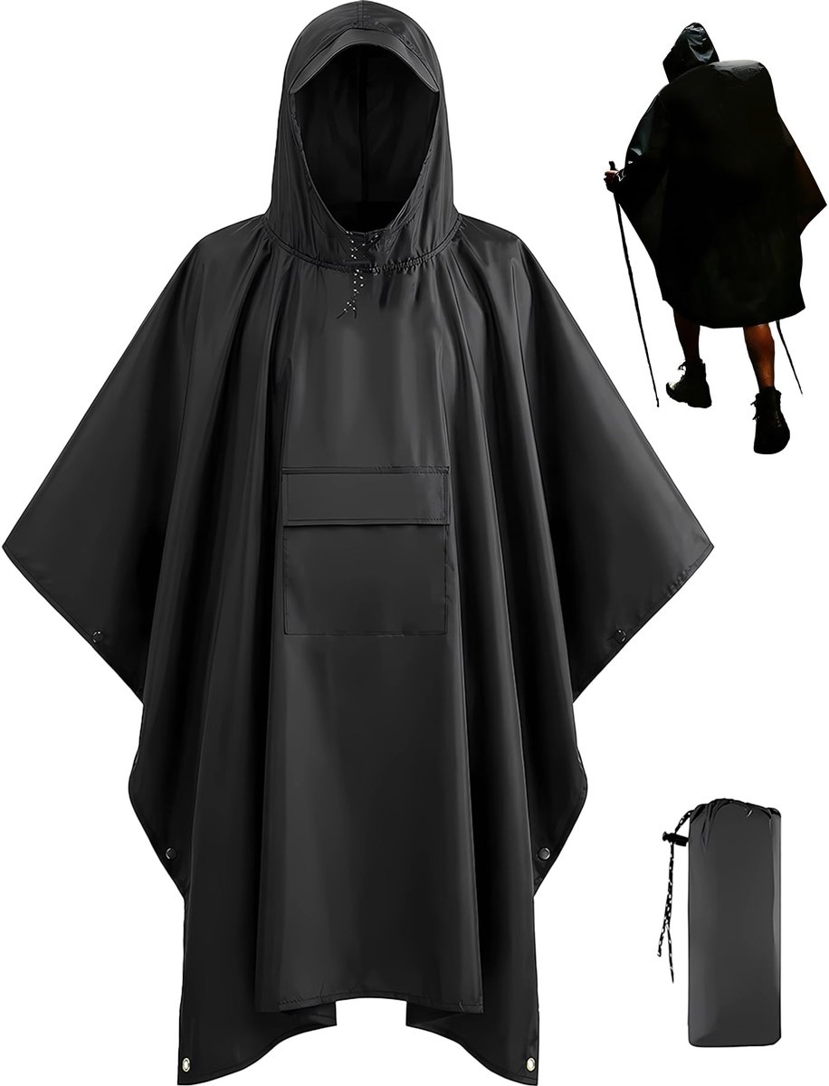 Namajunas - Regenponcho - Fietsregenjas - Regenjas - regenjas dames - regenjas heren - regenjas kind - Raincoat - Fietsponcho - Poncho met Opbergtas - Waterdicht - poncho regen - Voor kamperen, wandelen, fietsen, vissen en meer outdooravonturen