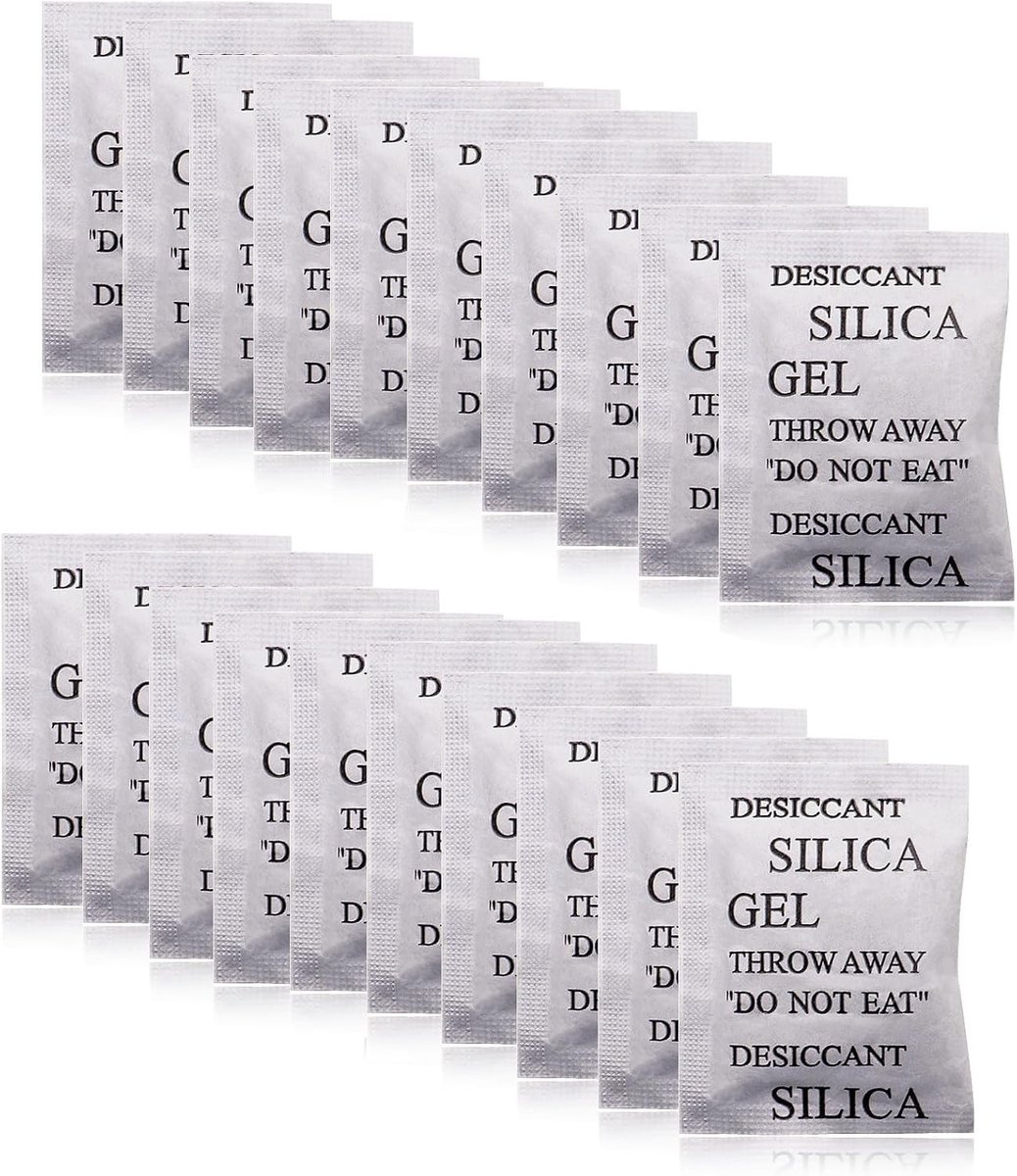 Silica gel zakjes voor vochtabsorptie, 10g - 20 stuks voor bescherming van voedsel en elektronica