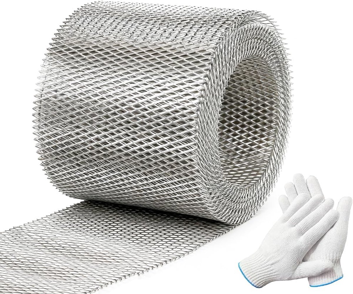 Dakgootbeschermer - Aluminium Bladvanger Mesh - 6 m + Handschoenen