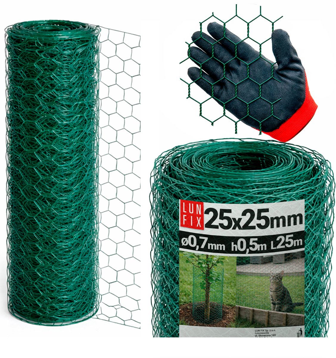 Lun Fix - Tuingaas - Tuinhek - Groen - Maaswijdte: 25 mm - Hoogte: 50 cm - Lengte: 25 m
