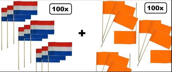200x Vlaggetje op stok Hollands assortie - vlag nederland holland EK WK  sport koning... | bol.com