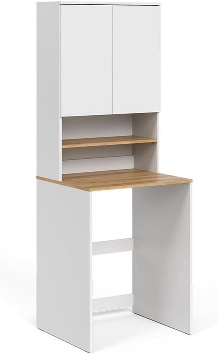 Wasmachinekast met Opbouwrek Wit/Artisan - Ruime Badkamerkast voor Wasmachine