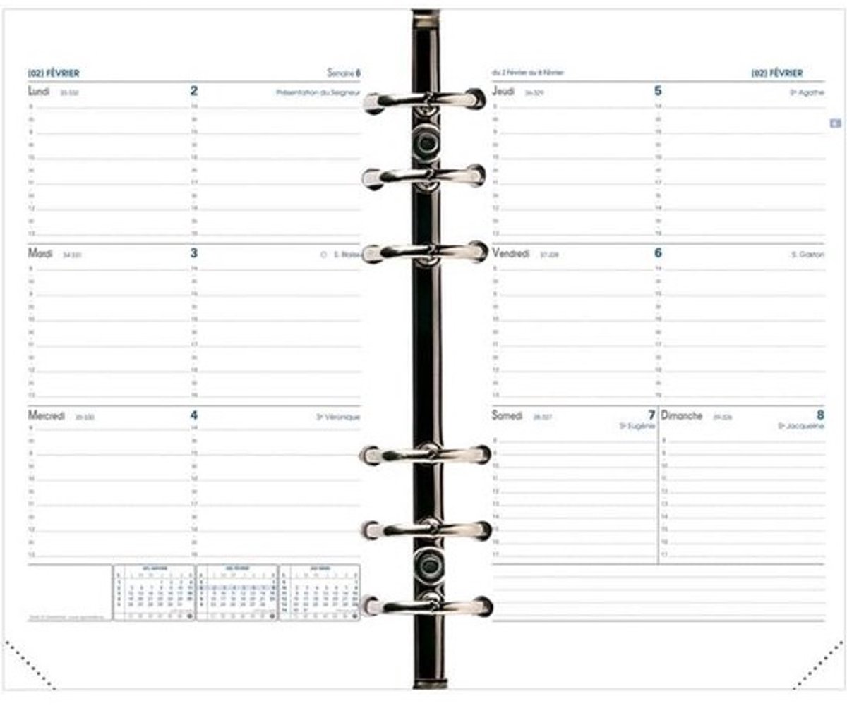 Navulverpakking Agenda 2024-2025 - Horizontaal Weekoverzicht Planner - 16 Maanden (Sept-Dec) - Formaat 15x21 cm - Wit Papier
