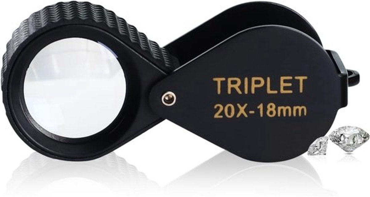Set van 20x Professionele Sieraden Loep - Opvouwbaar Vergrootglas met Glaslens voor Hobby's, Munten en Edelstenen