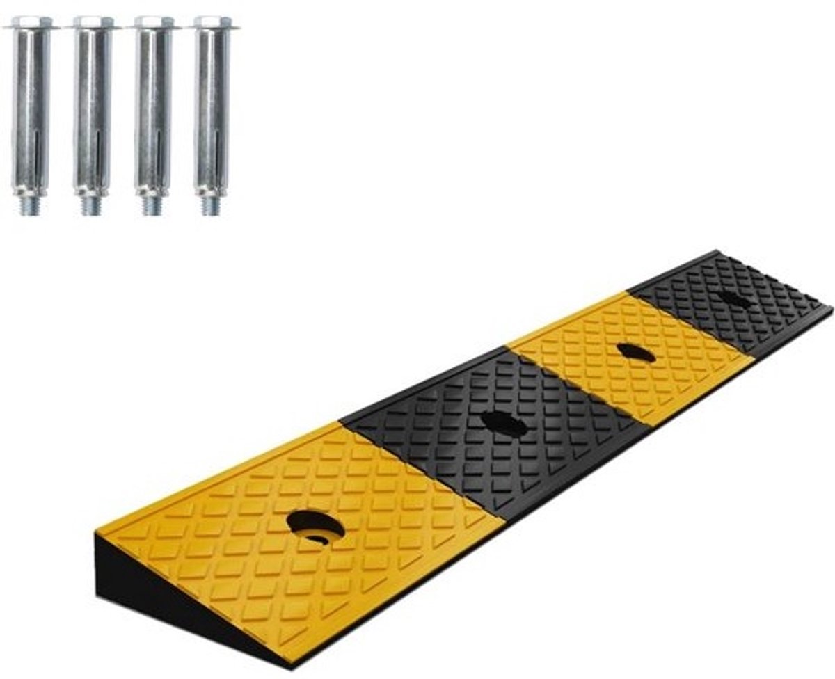 Stevige Rubberen Stoeprand Oprit 100x15x5cm - Antislip Drempelhulp voor Rolstoel, Fiets en Auto