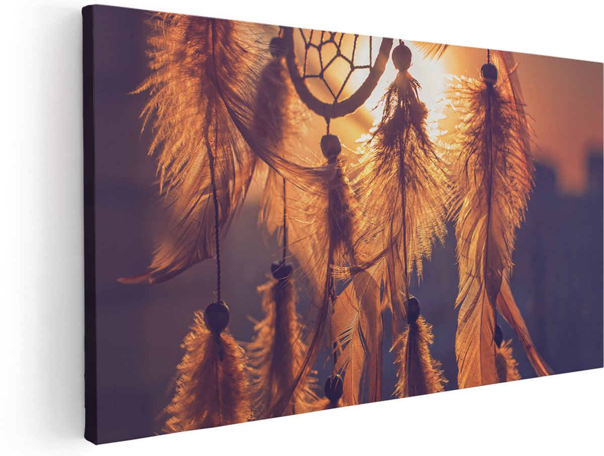 Artaza Canvas Schilderij Amulet van de Indianen - Symbool - Ketting - 180x90 cm - Groot - Wanddecoratie Woonkamer - Schilderijen - Muurdecoratie