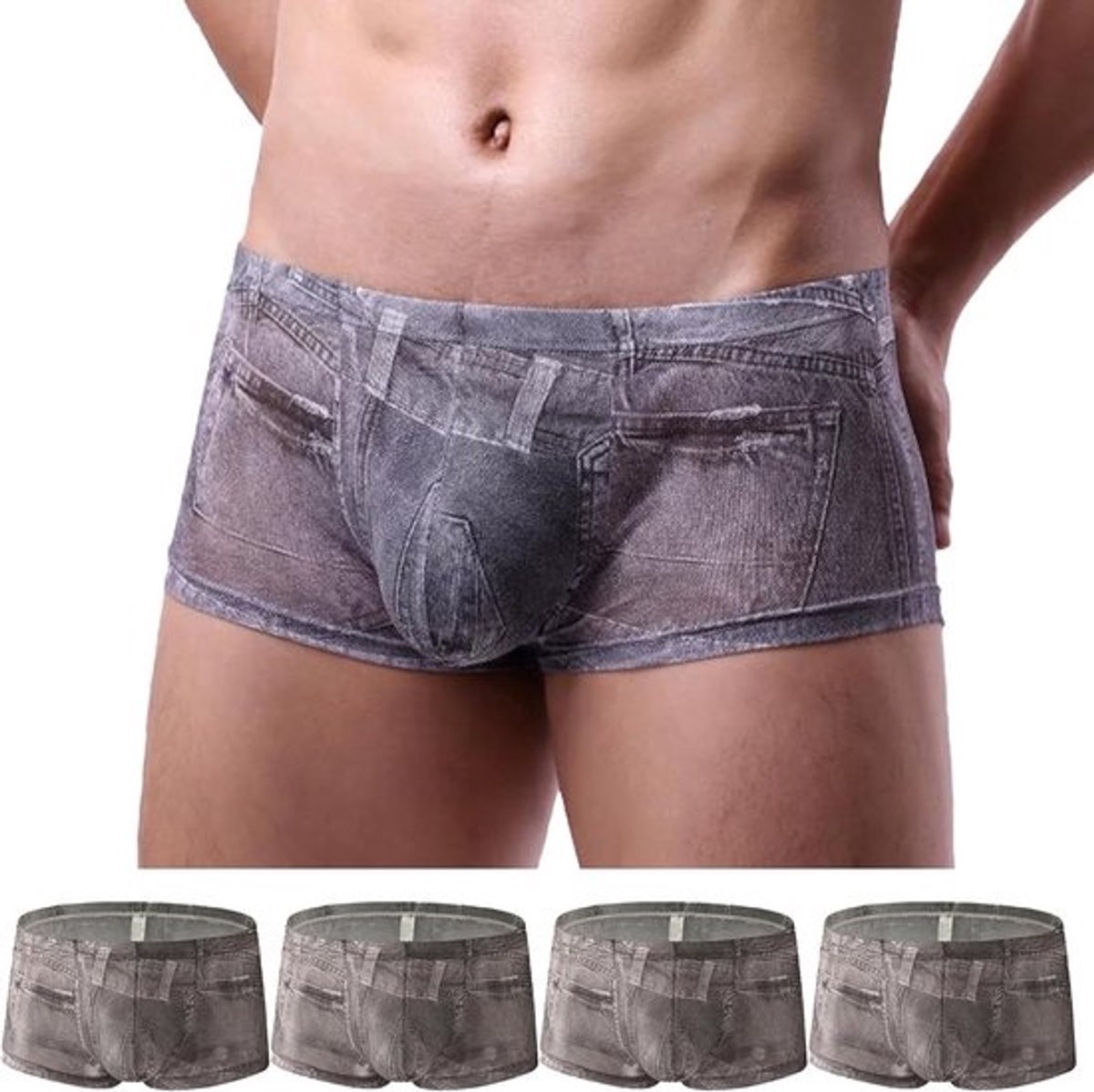 Mannen slip met lage taille en stoere denimprint, dun en zacht ondergoed