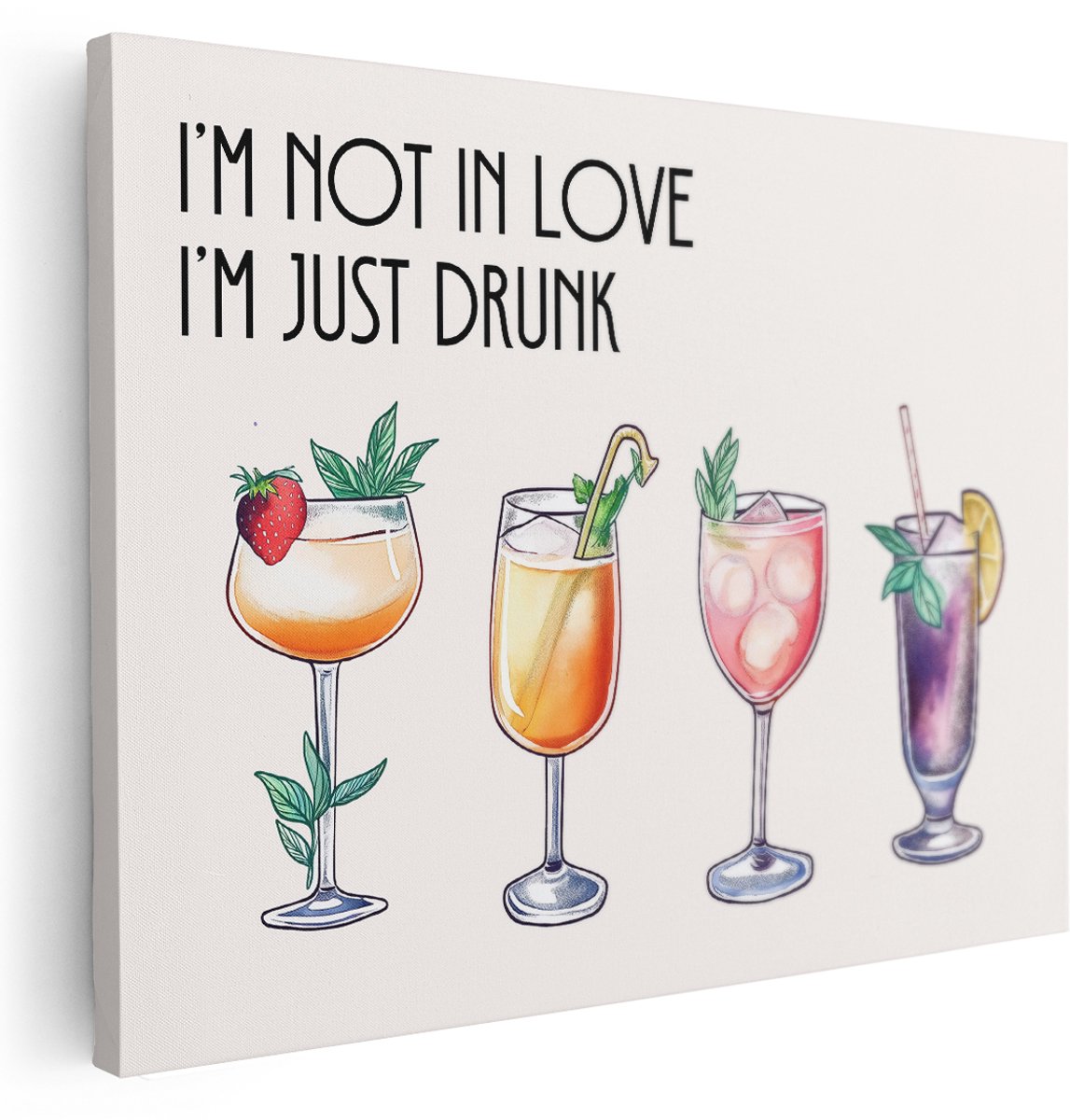 Artaza Canvas Schilderij Grappige Tekst - 160x120 cm - Groot - Wanddecoratie Cocktails - Muurdecoratie Bar Quote - Decoratie Woonkamer - Kamer Accessoires