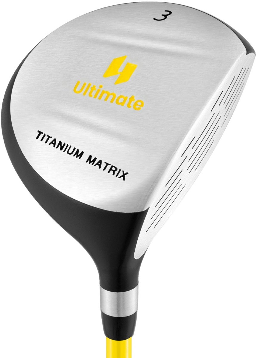 SureDeal® - Golf - Junior Fairway Houten - Kinderen Individuele Golfclub - Glasvezel Shaft - Beschermhoes Rechtshandig - Geel