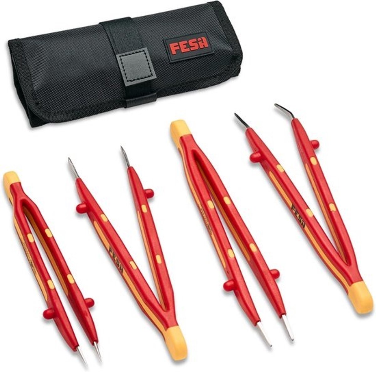 Geïsoleerde Pincet Set - Precisie Pincet Elektricien Gereedschap - Elektronica Reparatie - 1000V VDE GS Gecertificeerd - 4-delig - Rood