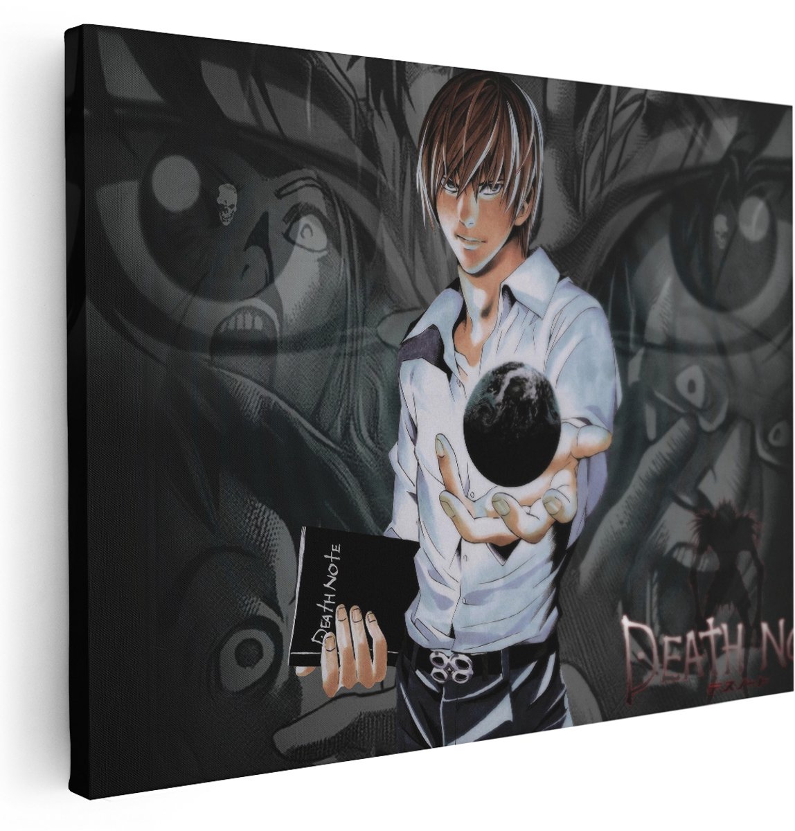 Artaza Canvas Schilderij Death Note - 160x120 cm - Groot - Anime Wanddecoratie Japan - Muurdecoratie Jongens Kamer - Kamer Accessoires Donker