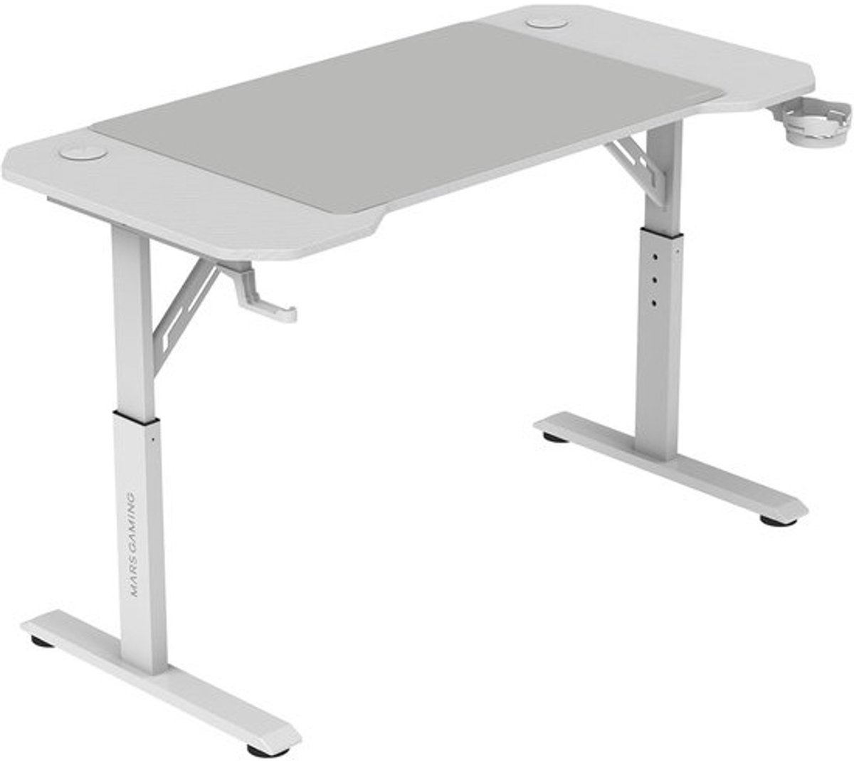 Ergonomisch In Hoogte Verstelbaar Gaming Bureau 120x60cm met XXL Muismat en Kabelmanagement - Wit