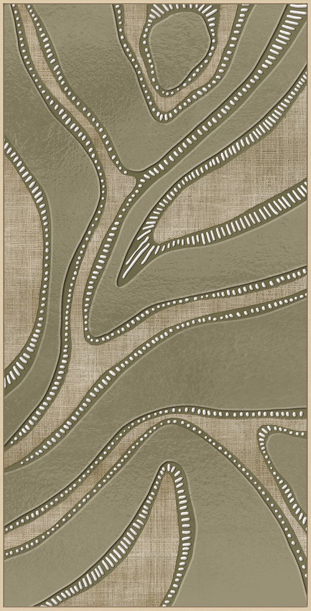Ter Halle - Handgeschilderd Schilderij - Wanddecoratie - Abstracte Groene Golven - 70x140cm