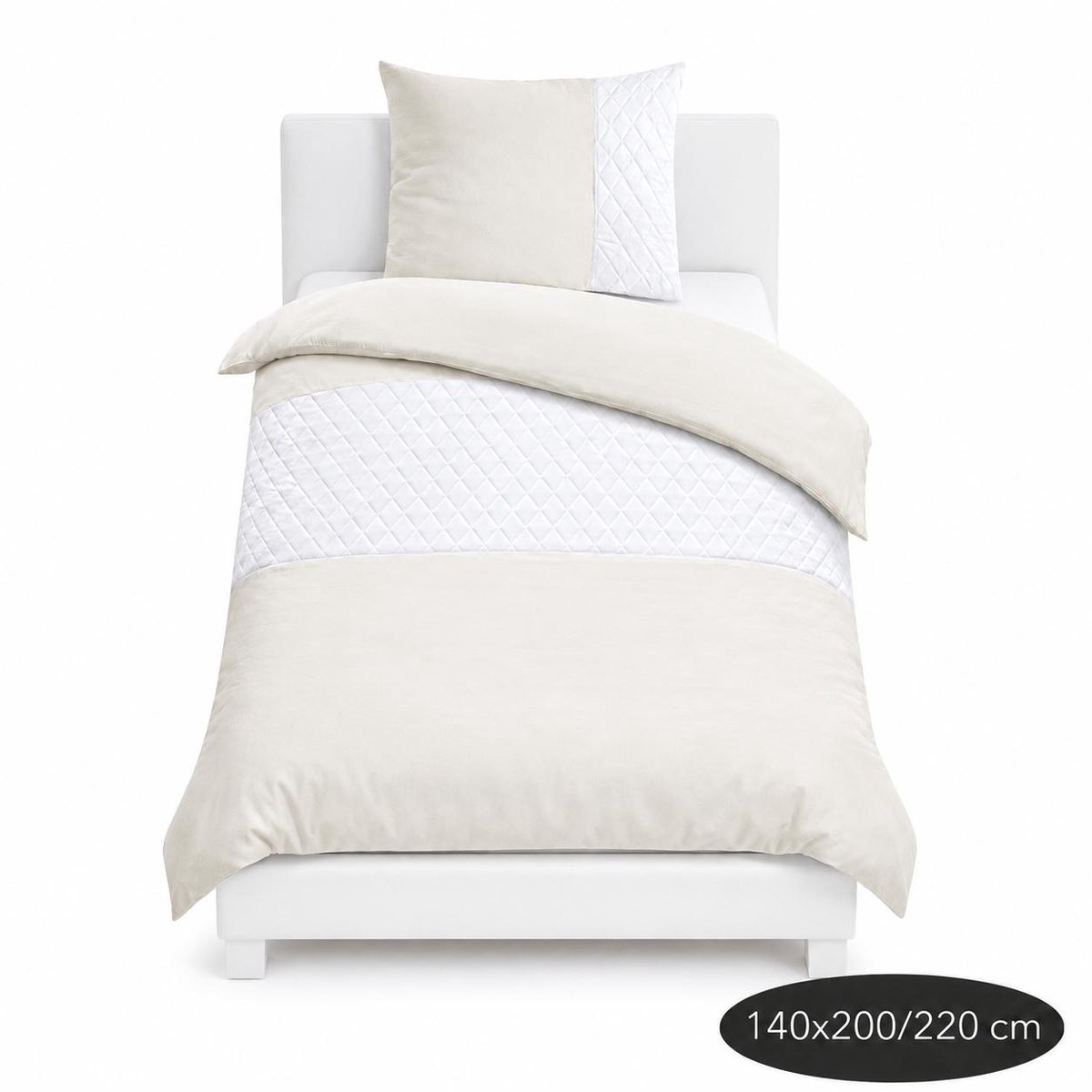 Roden Blue - Diamond Dekbedovertrekset - 140x200/220 - Creme - Wit - Strijkvrij - Anti allergeen - 1 Kussensloop