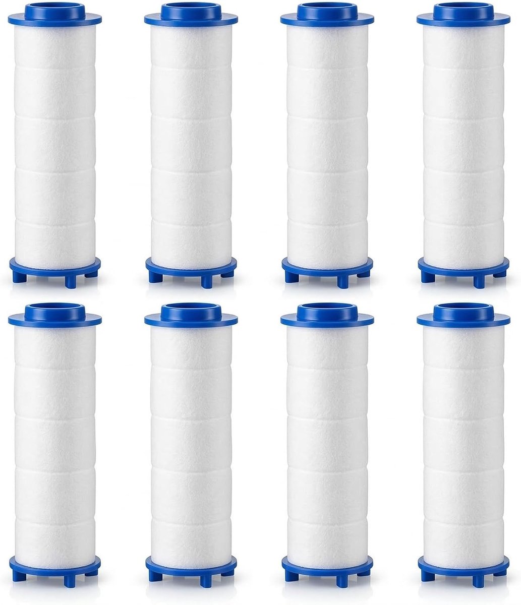 Set van 8 Vervangende Filterpatronen voor Handdouche, PP Katoen Filter voor Schoon en Zacht Water, Douchefilter voor Verbeterde Waterkwaliteit