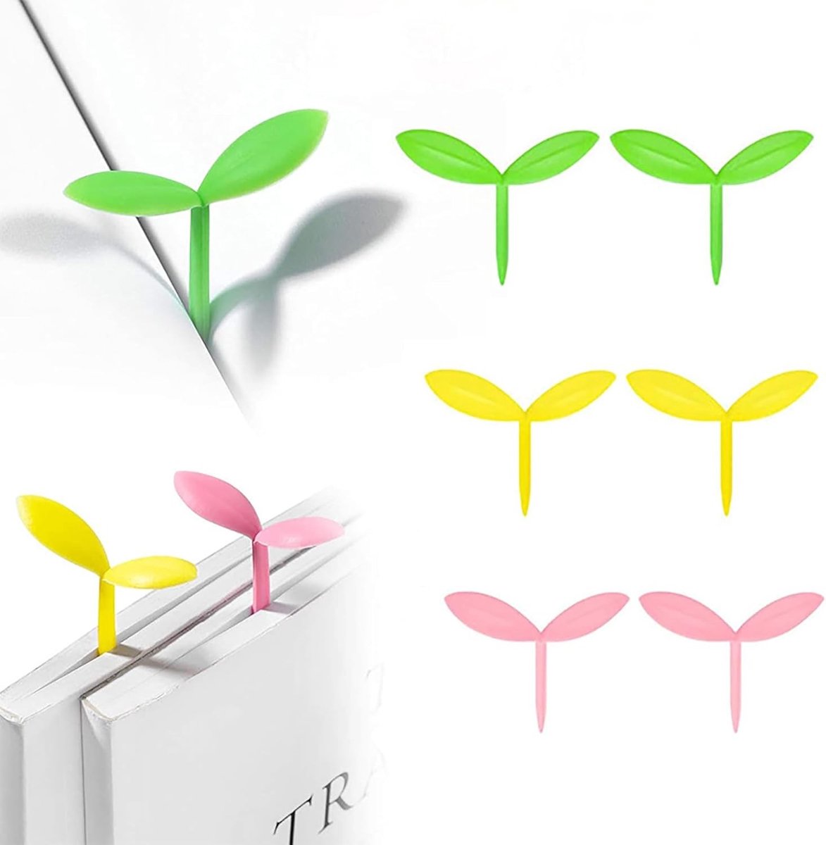Set van 6 Kleine Groene Boekenleggers van Silicoon - Ideaal voor Kinderen en Studenten, Perfect voor Boekenliefhebbers en Creatieve Projecten