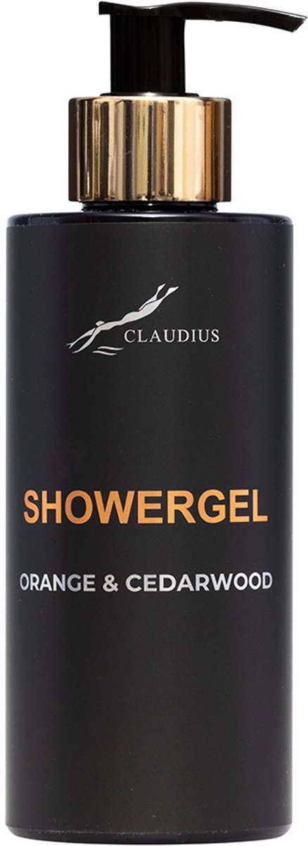Showergel Sweet Orange & Cedarwood 300 ml - met gouden pomp - zwarte fles