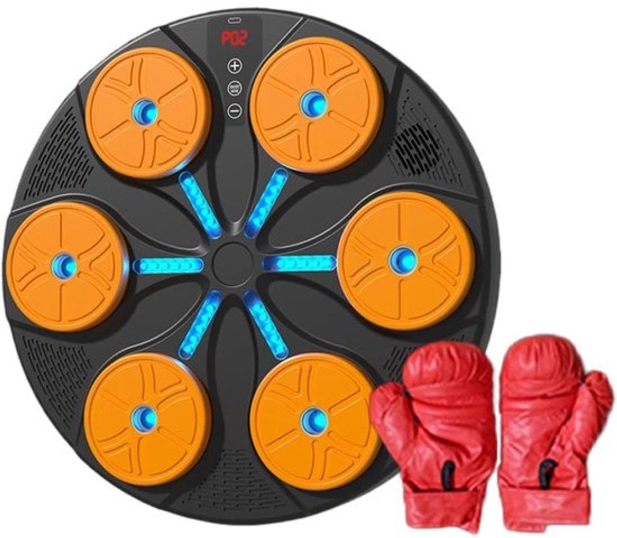 Muziek Boksmachine - Interactieve Bokstrainer - Thuis Fitness - 8 Interactieve Modi - 45 x 45 x 9 cm - Oranje