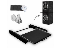 Dastium Home - Zwarte Stapelkit Wasmachine en Droger - Stapelset Wasmachine en Droger - Tussenstuk Wasmachine en Droger - Universeel - Zwart
