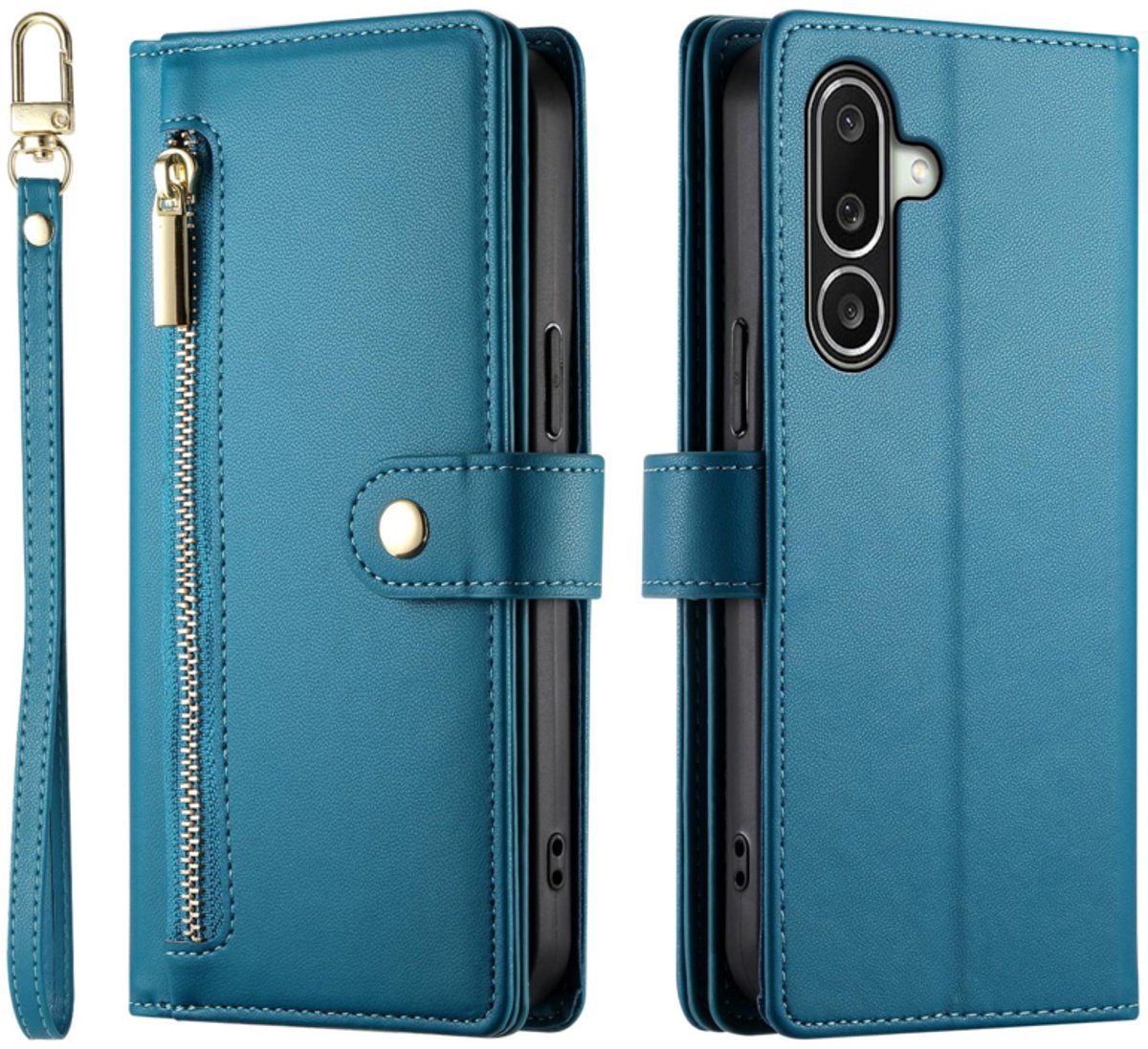 Luxe Portemonnee - Etui Hoes Tas geschikt voor Samsung Galaxy A27 - Met Schouder - Draagkoord - Blauw