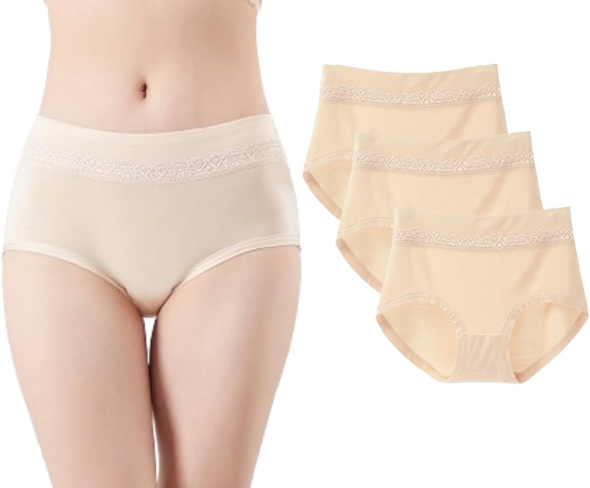 Set van 3 Dames Katoenen Slipjes - Zachte Volledige Bedekking Ondergoed XXL in Diverse Kleuren