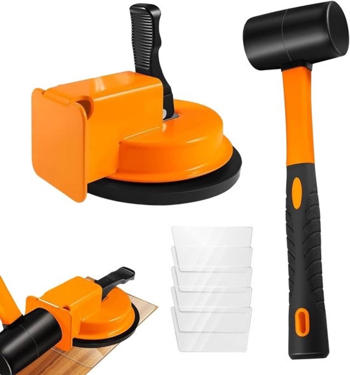 Vloer Reparatiegereedschap - Vloervoegen Kit - Laminaat Vinyl Leggen - Met Rubberen Hamer - 12.2 x 13.5 cm