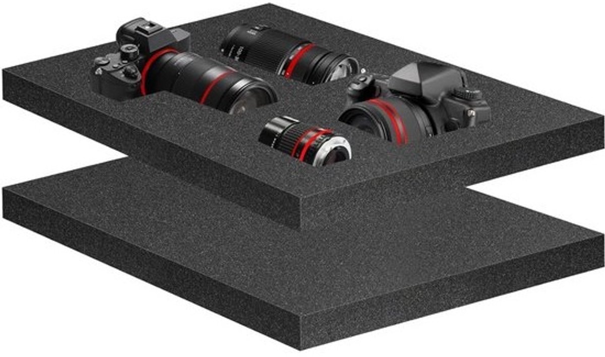 Schuimrubber op maat - Schuim inzetstukken - Bescherming opbergen - 2 stuks set - 400x300x40mm - Zwart