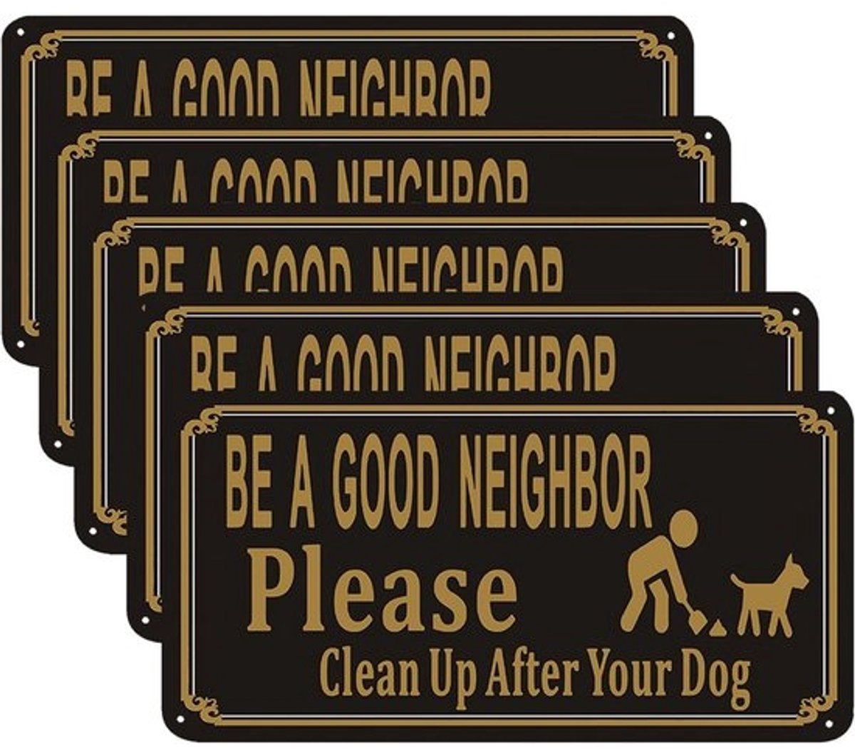 Hond Poep Bord - Opruimen Teken - Tuin Decoratie - Grappige Tekst - 5 Stuks 12.7cm