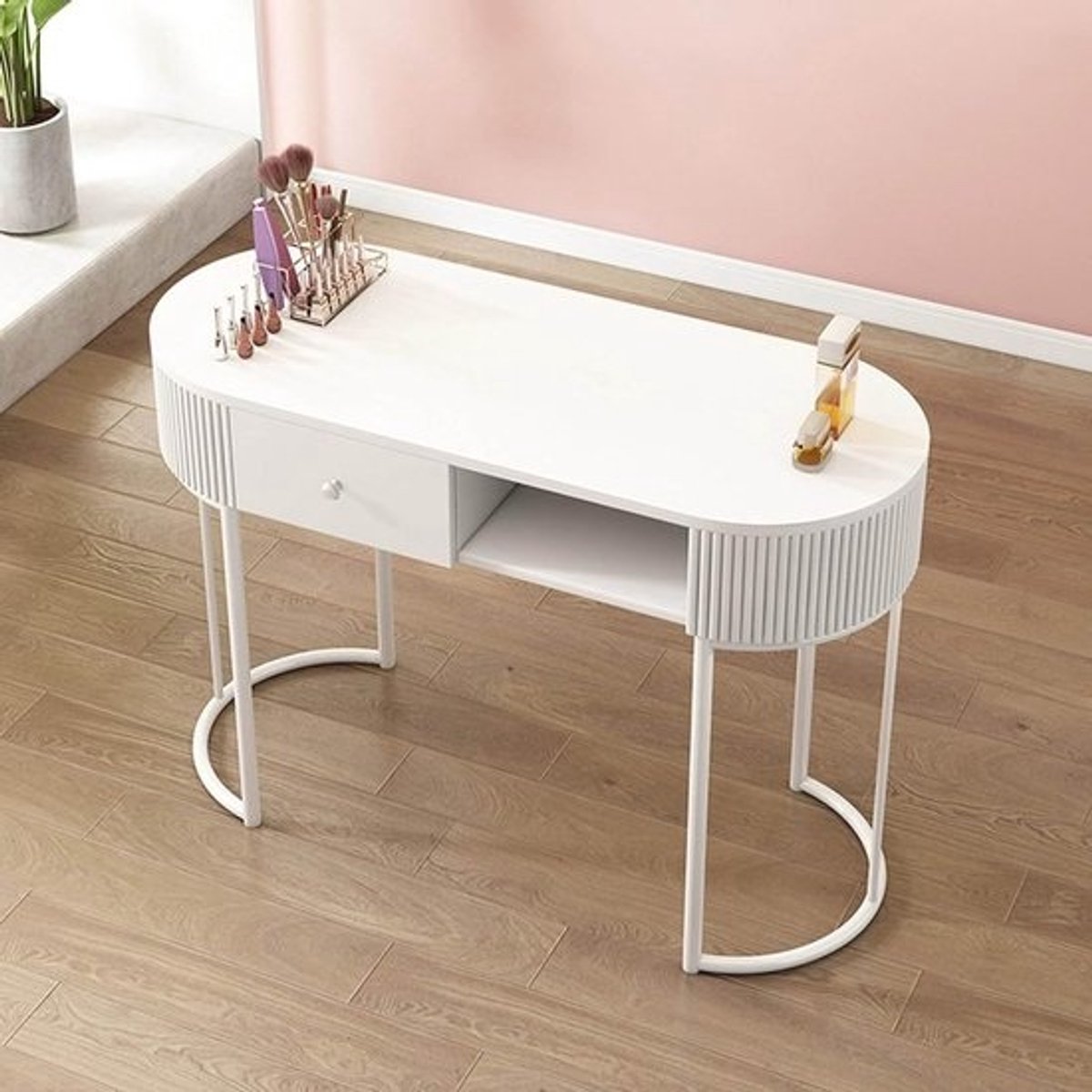 Manicure Werkstation - Nagel Salon Bureau - Schoonheidssalon Interieur - Ruime Opbergruimte - 127x78x40 cm - Wit