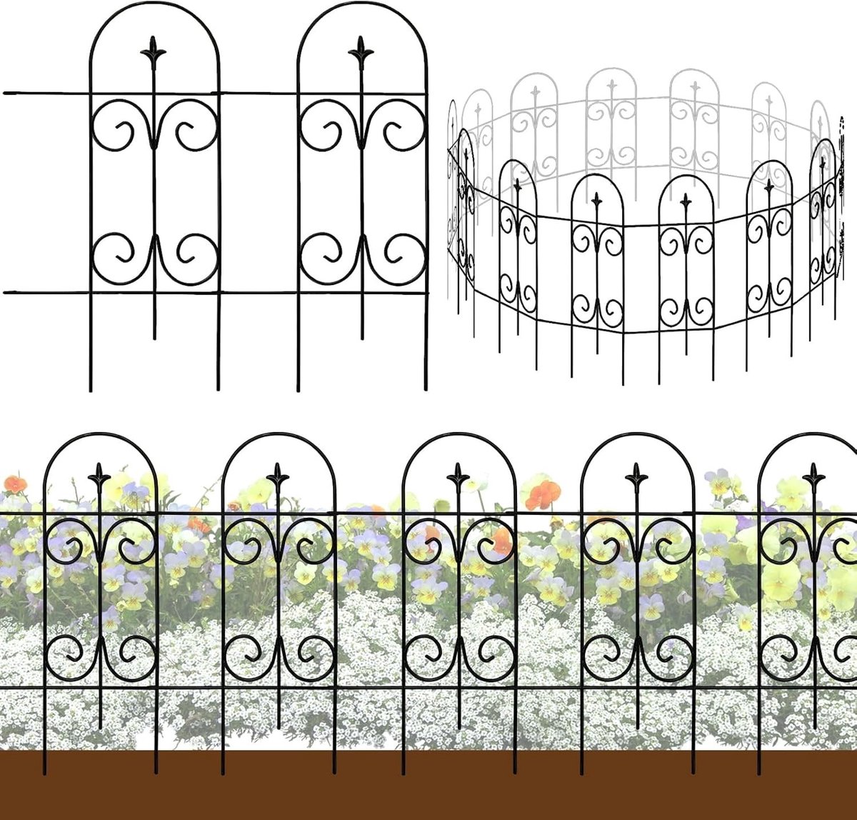 Decoratieve Tuinhekken van Metaal, 14 Panelen, 82 cm Hoog, Ideaal voor Bloembedden en Dierenbescherming