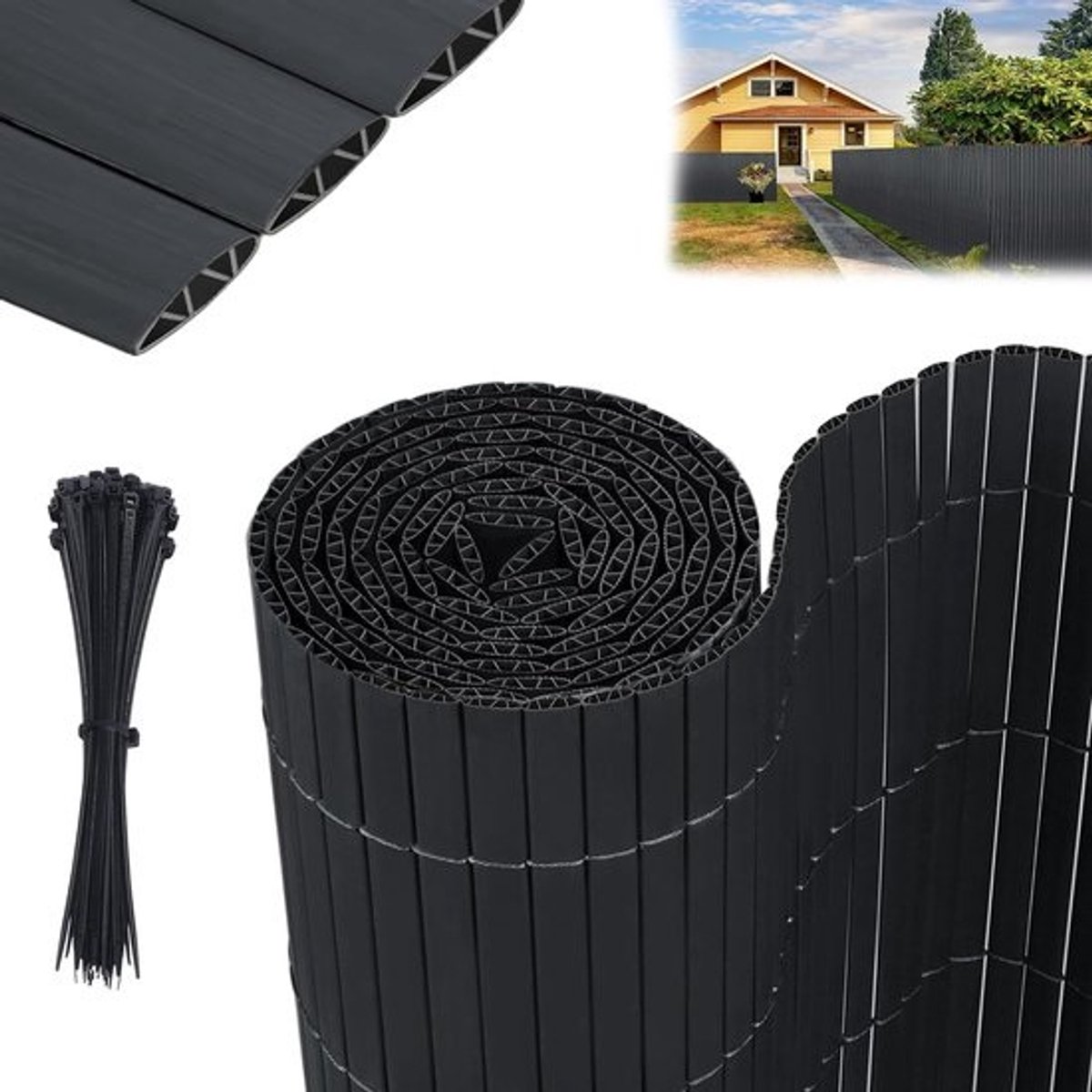 Inkijkbescherming Mat - Balkonbekleding Windscherm - Terras Tuin - Versterkte W-structuur - 90 x 300 cm - Antraciet