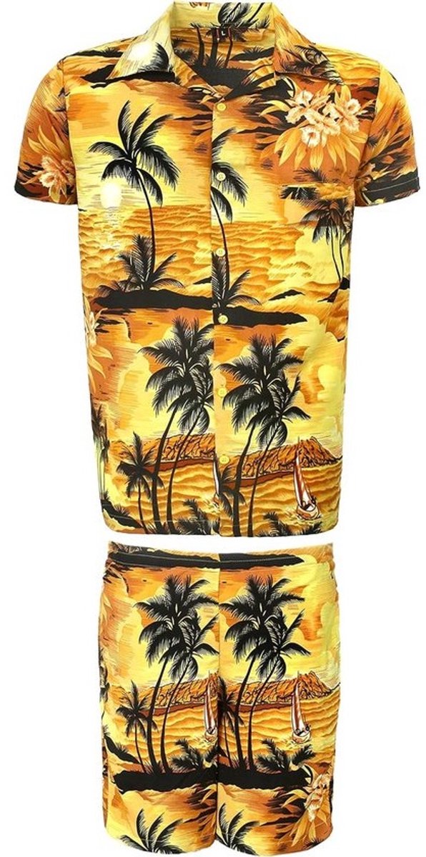 Hawaï Shirt en Korte Broek Set Heren – Zomer Vakantie Strand Outfit